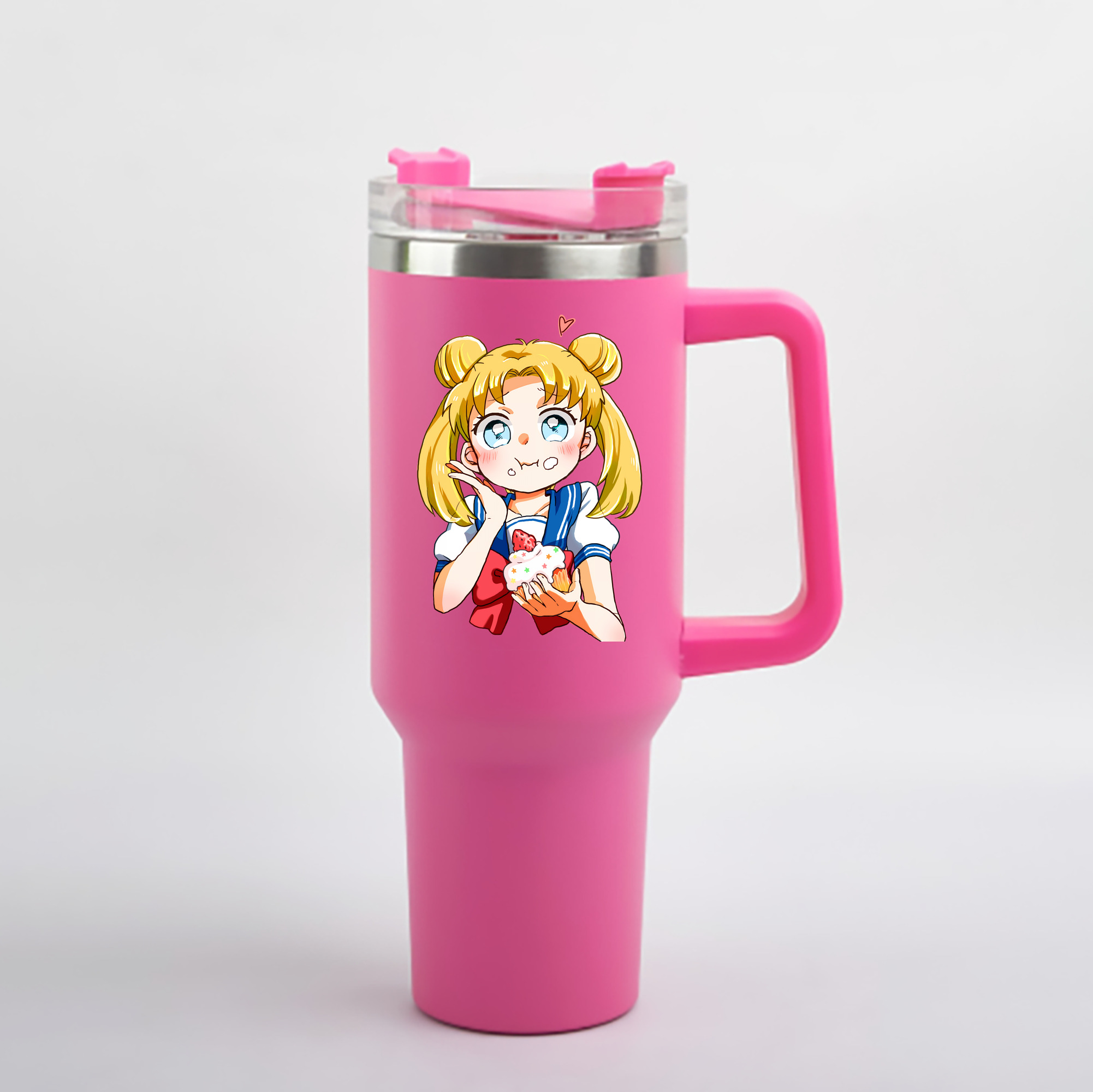（画像用） 美少女戦士セーラームーン 愛野 美奈子 あいの みなこ Sailor Moon Aino Minako 1200mL車用タンブラー - クリスタルステッカー（プラスチックストロー付き）